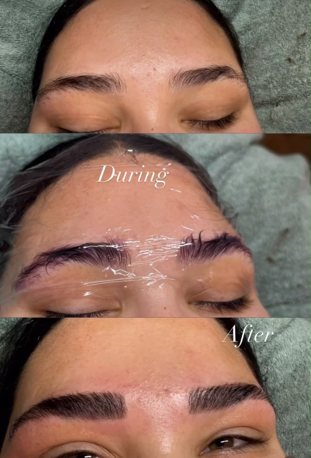 Brow lamination before, during and after result